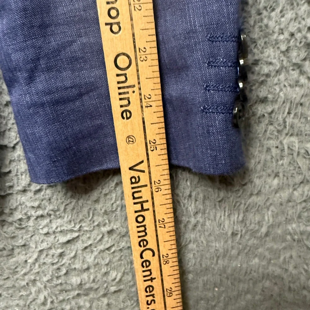 H&M Blazer Mens 38R Blue 100% Linen Slim Fit Two Button Sport Coat Jacket